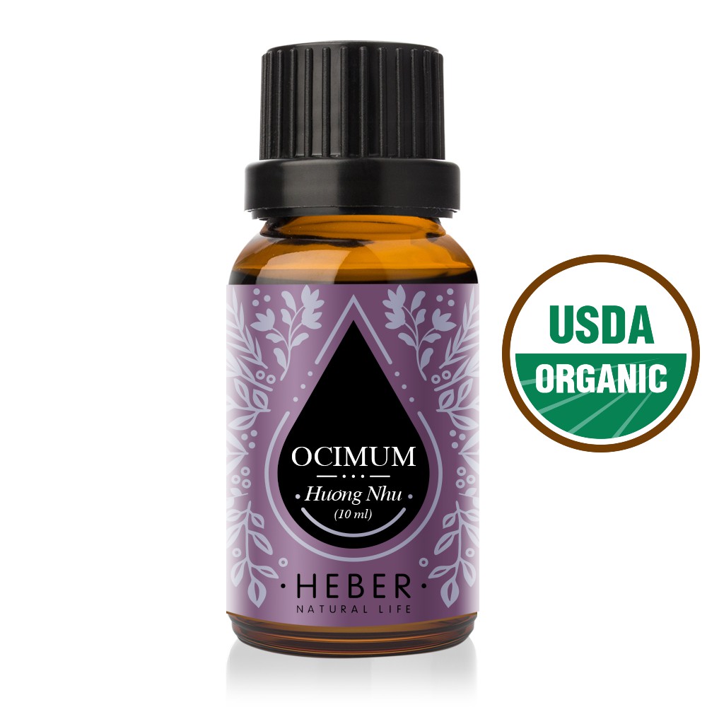 Tinh Dầu Hương Nhu Heber Natural Life- Ocimum, Cao Cấp Nhập Khẩu, Thiên Nhiên Nguyên Chất Xông Phòng, 10ml/30ml/50ml