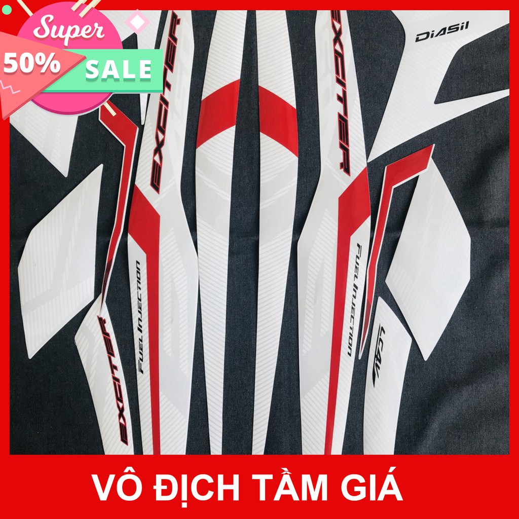 [GIÁ GỐC] BỘ TEM RỜI ZIN 3 LỚP DÁN XE MÁY EXCITER 150CC MÀU TRẮNG ĐỎ