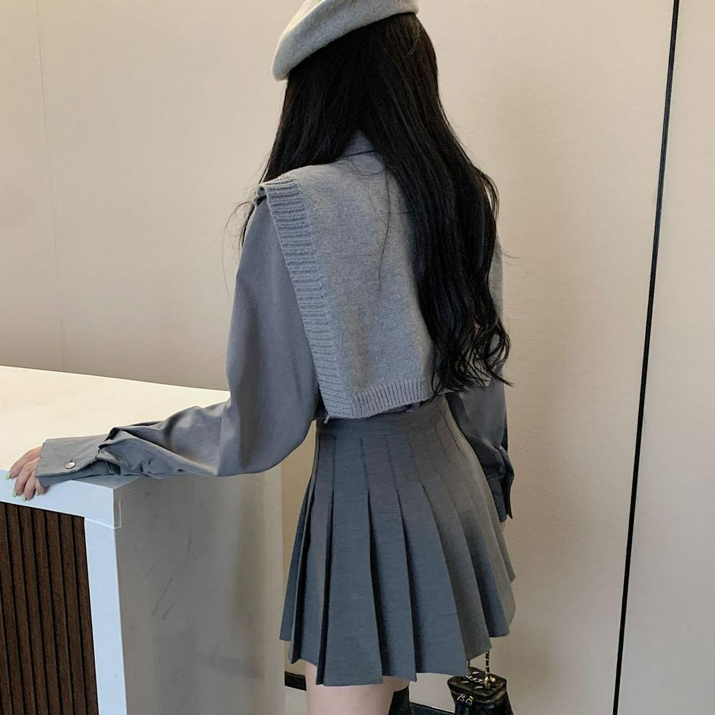 𝐘𝐮𝐬𝐡𝐨𝐩 Set Đồ JK Douyin Màu Xám Khói Cao Cấp, Phong Cách Nữ Sinh Hiện Đại Sang Trọng Dành Cho Nữ