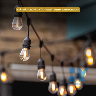 Dây đèn chống nước ngoài trời 5m 10 đui, 10m 15 đui, 10m 19 đui kèm Đủ các loại bóng - Bestseller Shopee