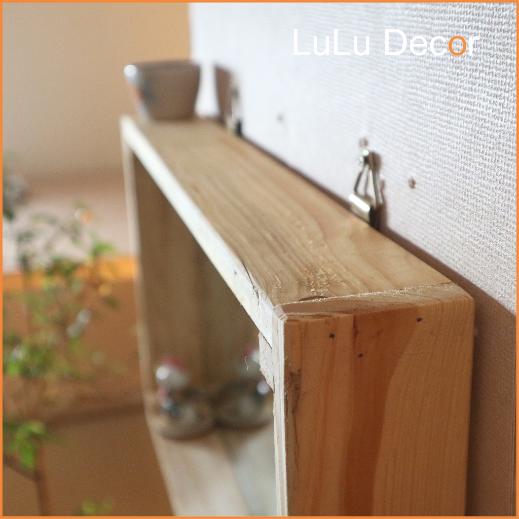 Gương Treo Tường  Chữ Nhật 48x27x6cm, Khung Gỗ Thông Pallet- LuLu Decor, Tặng Móc Treo Đồ Tiện Dụng