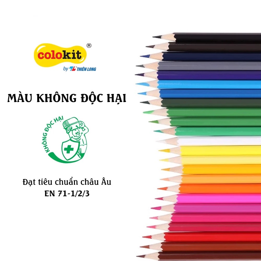 Bút chì màu chuyên nghiệp dạng lon 24màu Thiên Long Colokit - Tiêu chuẩn châu Âu