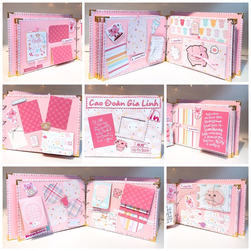 [Tổng hợp mẫu] Album handmade Scrapbook cho bé gái