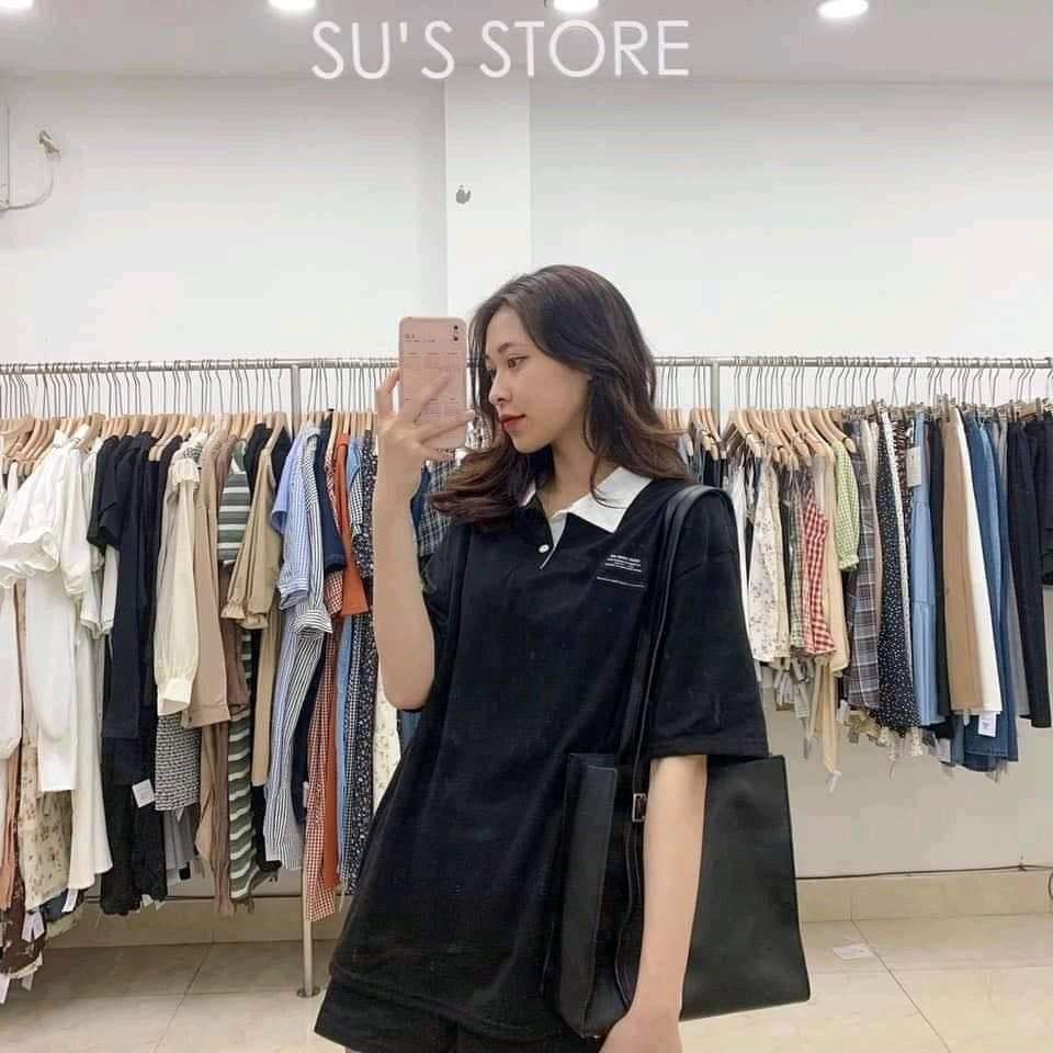 Áo thun POLO nữ tay lỡ có cổ phông form rộng freesize unisex mặc đi học, cặp, nhóm, lớp in hình DỄ THƯƠNG M700 | WebRaoVat - webraovat.net.vn