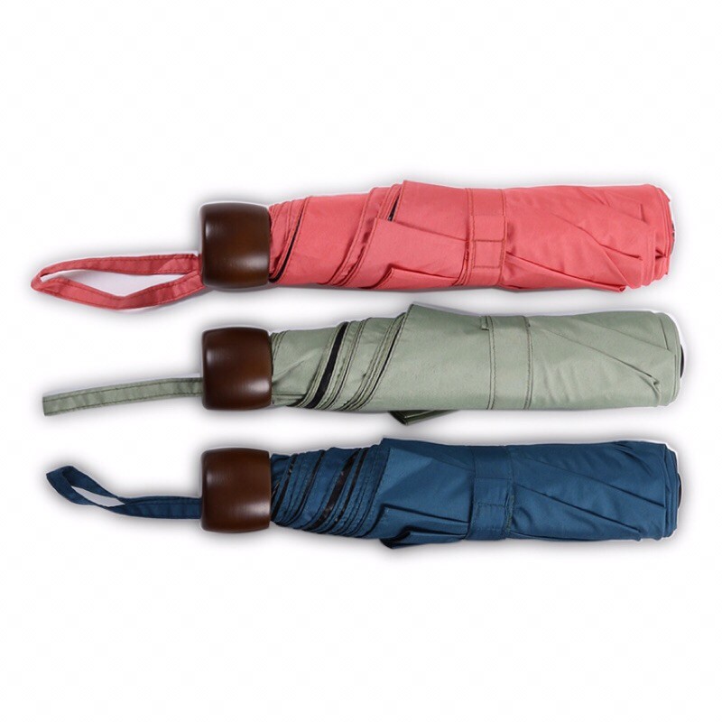 Dù, Ô Che Mưa Nắng Chống Tia Cực Tím Màu Trơn Gấp 3, Có 8 Cánh, Tán Rộng 110cm Khi Bung - Lucky Girl shop