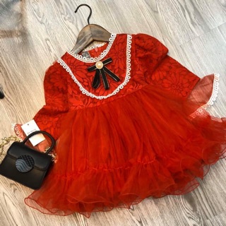 Váy ren cc cho bé 2 màu trắng đỏ sz 8-30kg