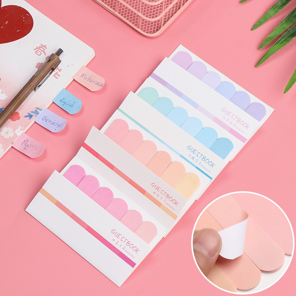 JUNE 120 sheets Novelty Sticky Notes Fashion Paster Sticker Memo Pad Tab Strip Gradual change Colors Cute DIY Office Supplies Label Index Flags