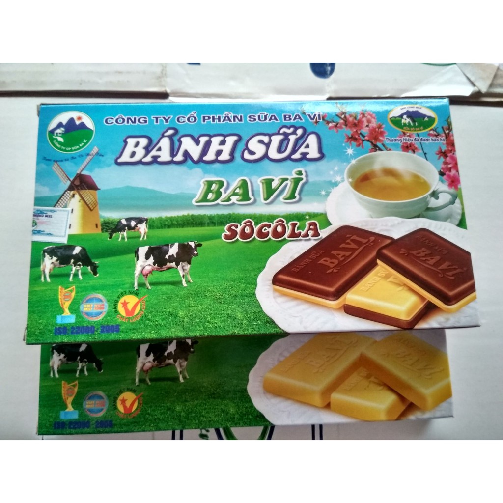 Combo 2 hộp bánh sữa đặc sản Ba Vì (01 BS ngọt  150gr + 01 BS socola 150gr)