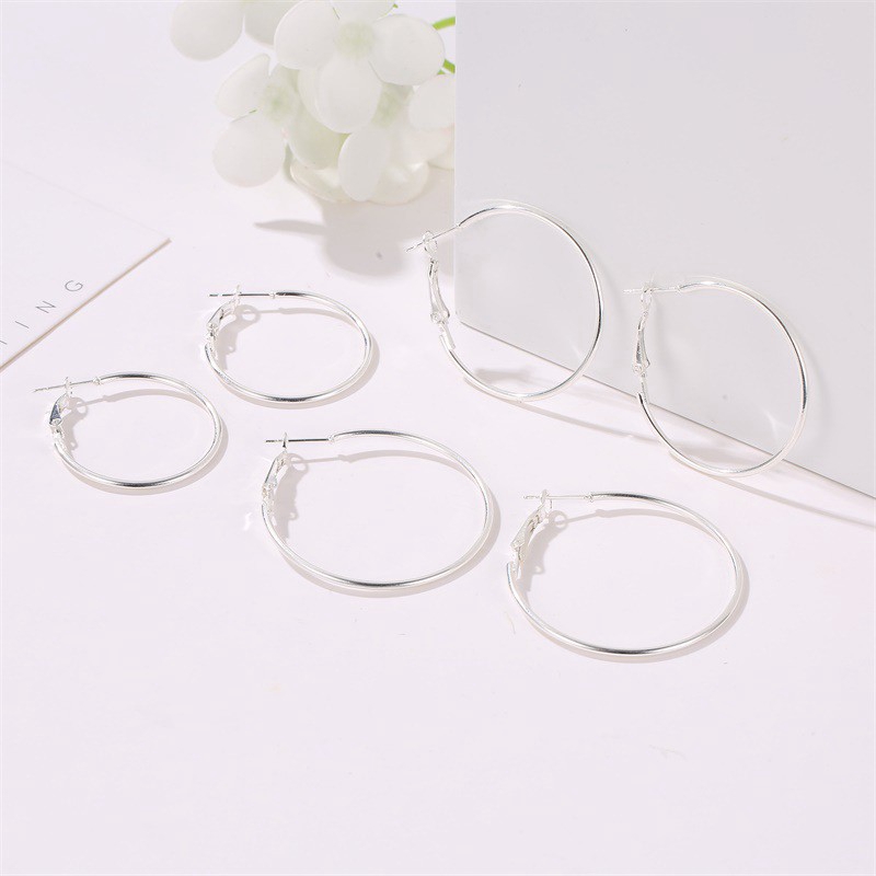 6 cái / bộ Hoa tai tròn hình tròn Hoa tai hình học Quà tặng phụ nữ