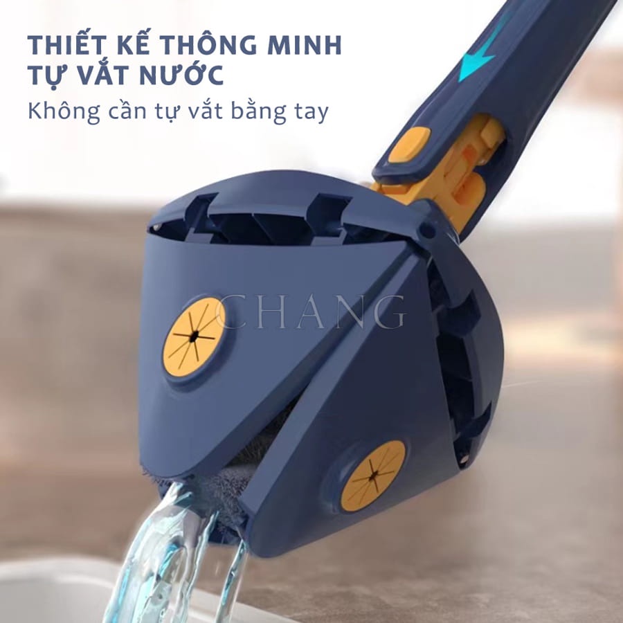 Chổi Lau Nhà Tự Vắt Đa Năng, Cây Lau Sàn, Trần Nhà, Lau Kính Hình Tam Giác Tự Vắt Xoay 360 Độ Thông Minh