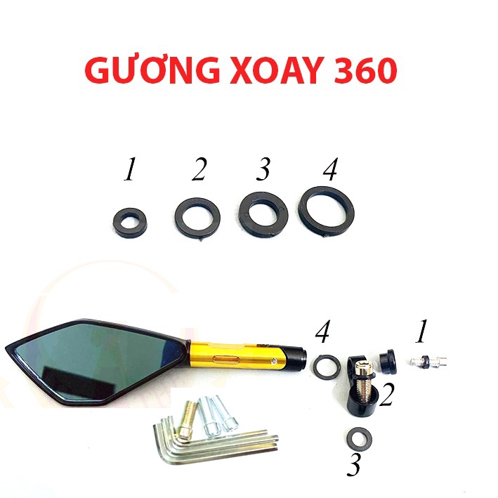 1 CHIẾC BÊN TRÁI- gương 5 cạnh gập xoay tự động 360 tặng kèm bộ lục giác gắn cho các dòng xe