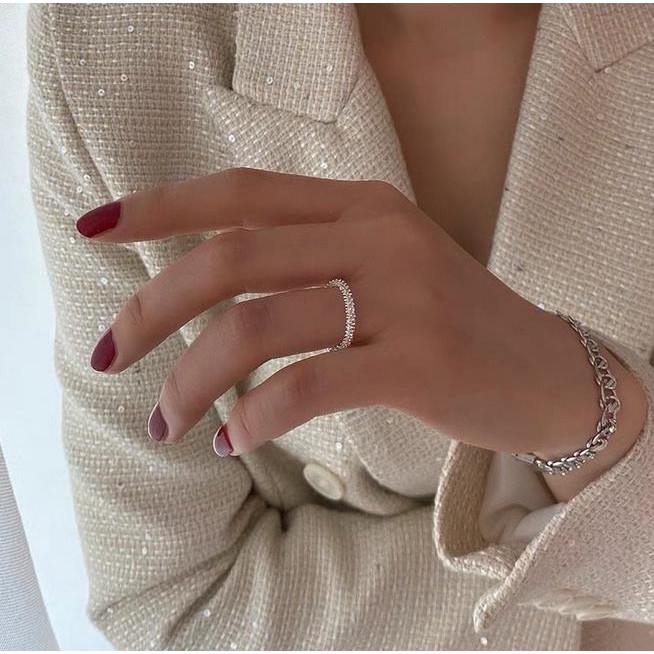 1pcs Charm Women Vintage Ring  Silver Shiny Simple Index Finger Hoop Fashion Rings Jewelry
