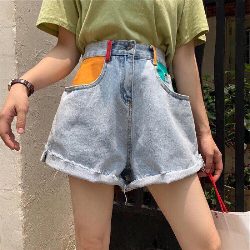 QUẦN SORT JEAN BIGSIZE  LƯNG CAO TÚI MÀU SIU XINH