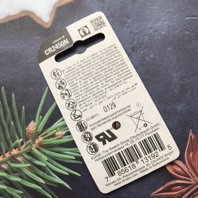 Pin CR2450 CR2450N Renata 3V Lithium batteries vỉ 1 viên chính hãng