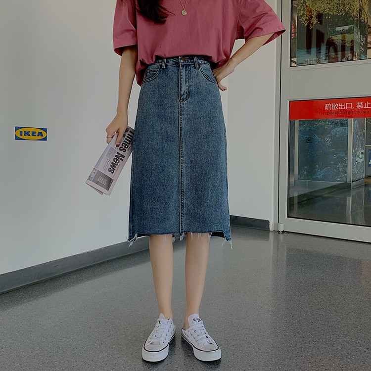 Chân váy jeans midi dáng dài váy jean TOTICHAN CVJ01 | BigBuy360 - bigbuy360.vn
