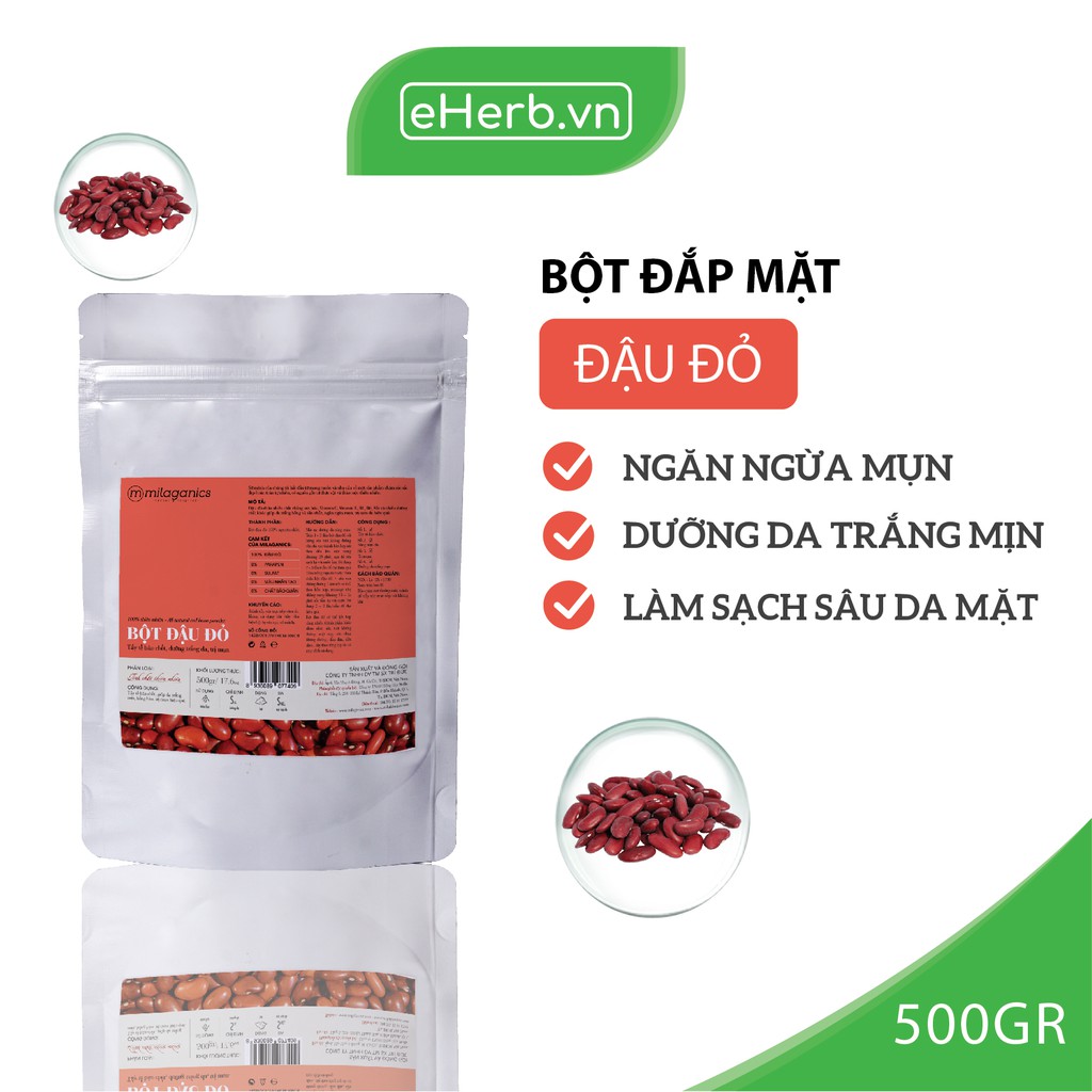 (SỈ) Bột Đắp Mặt Nạ Thiên Nhiên Nguyên Chất: Đậu Đỏ, Yến Mạch, Cám Gạo, Nghệ Dưỡng Trắng Da, Ngừa Mụn MILAGANICS 500gr