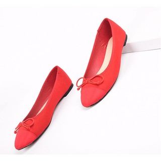 Giày Búp Bê Đỏ Da Lộn Êm Êm - BB161
