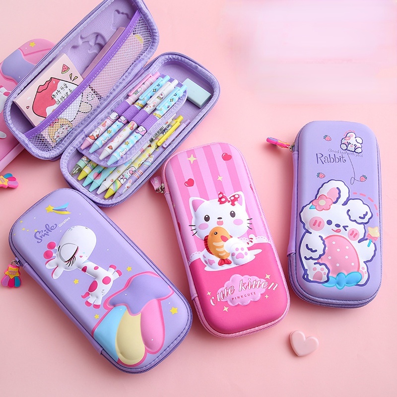 Hộp Đựng Bút EVA 3D Hình Kỳ Lân Hoạt Hình Sức Chứa Lớn Cho Trẻ Em