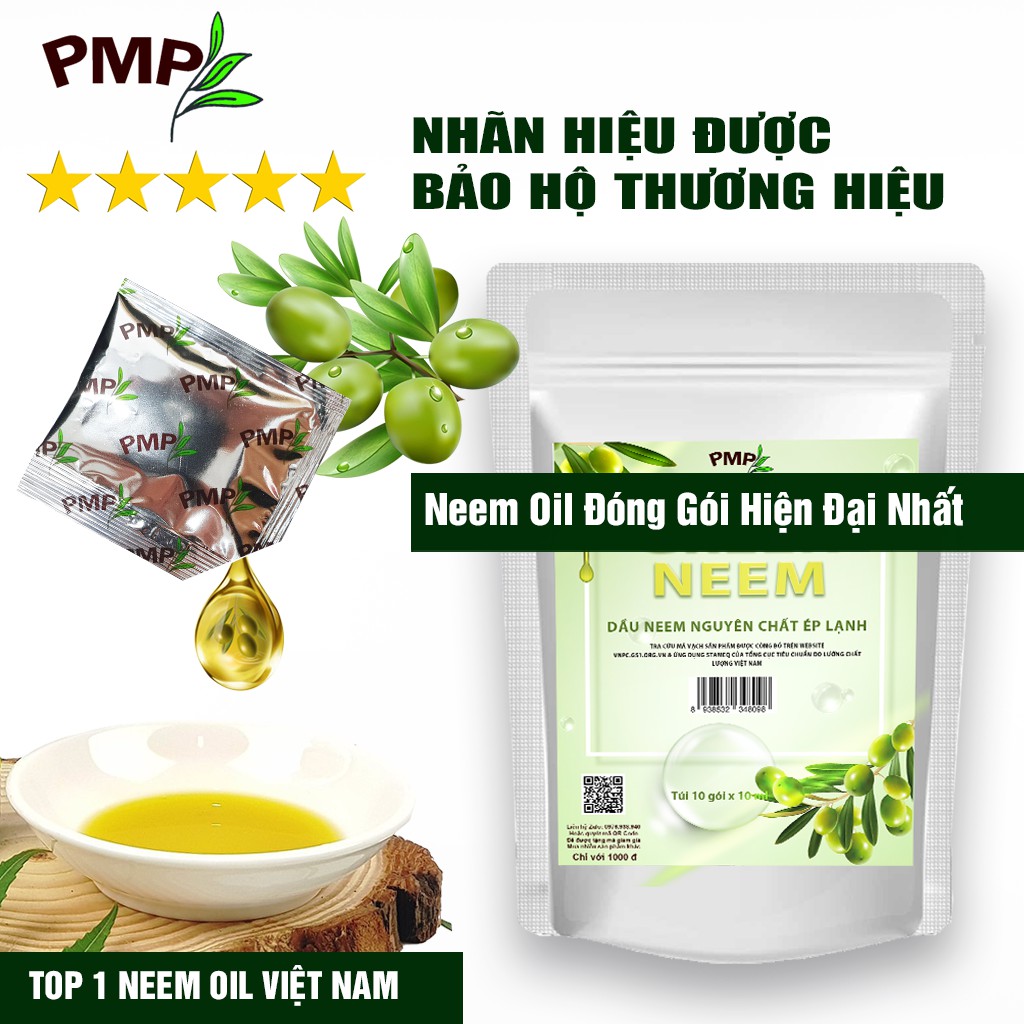 Dầu Neem Oil Hữu Cơ PMP Nguyên Chất Loại Bỏ Trĩ, Rệp, Nhện Đỏ, Nấm, Sâu Bệnh Cho Hoa Hồng, Rau Củ Green Neem 50ml-100ml