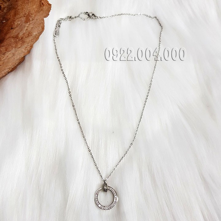 Dây chuyền nữ, dây chuyền đinh uốn cẩn đá nguyên vòng DE548.