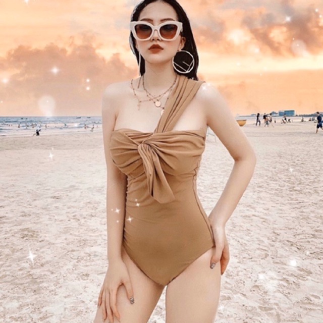 Kimstore_bikini : Đồ bơi 1 mảnh kèm - màu nâu tây
