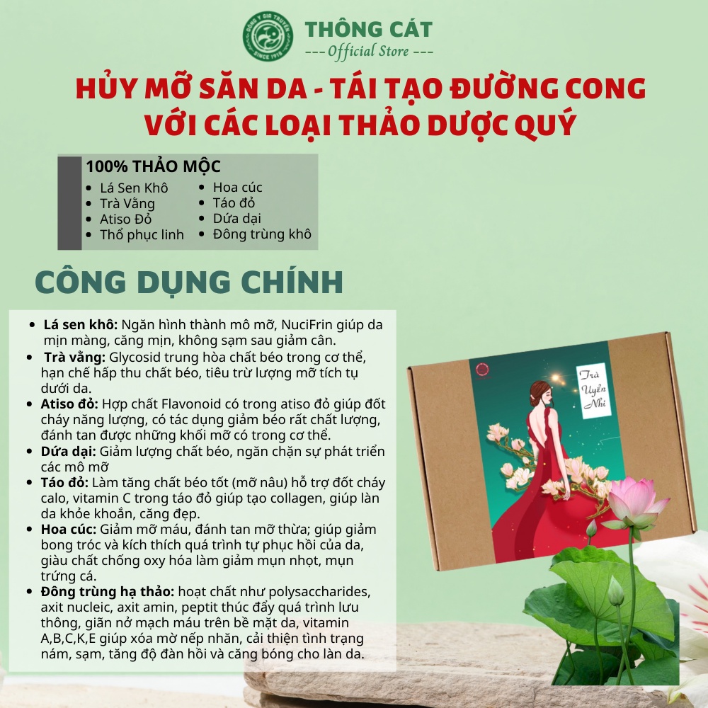 Trà Uyển nhi Đông y Gia truyền Thông Cát - Da sáng, Dáng xinh, Lung linh diện đồ đẹp, không lo mỡ thừa, an toàn giảm cân