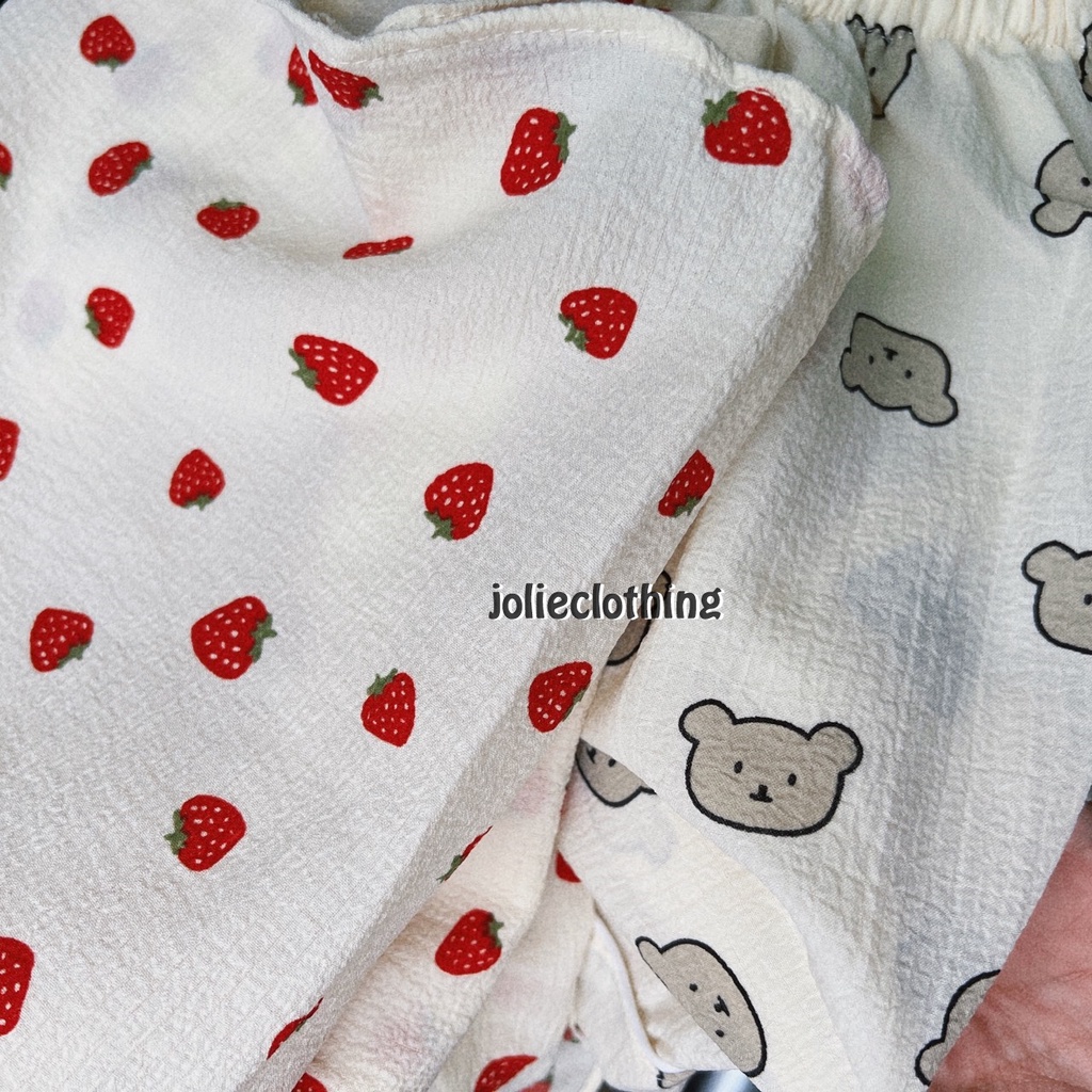 Đồ bộ pijama mặc nhà tay dài, quần dài hình gấu, thỏ, vịt dễ thương, chất xốp