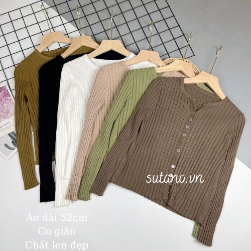 Áo len đũa cài cúc dài tay form ôm co giãn kiểu dáng sexy chất len cao cấp A685 SUTANO
