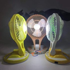 Bộ Quạt Sạc Tích Điện Kèm Đèn Led 3in1 Model 5580 Chui Sạc Số 8 Để Bàn Treo Tường Tiện Dụng