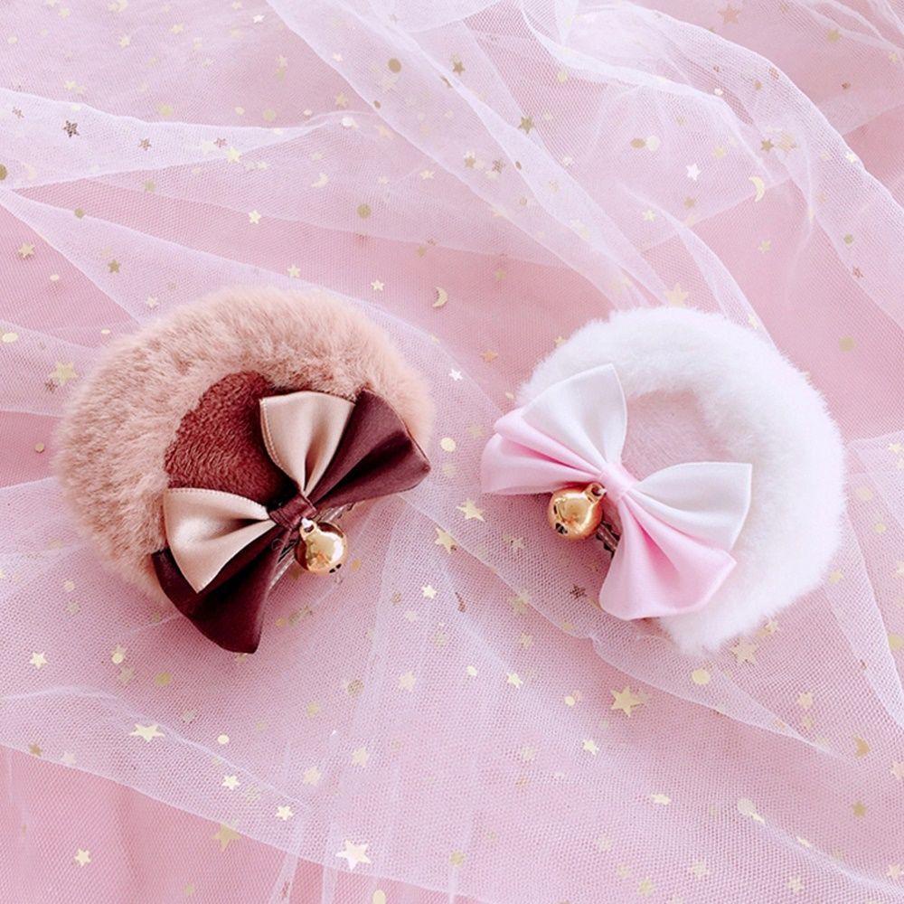 FORBETTER Kẹp Tóc Nơ Lông Nhung Phong Cách Lolita Đáng Yêu Cho Nữ