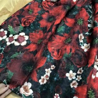 Đầm xòe tùng phối gấm