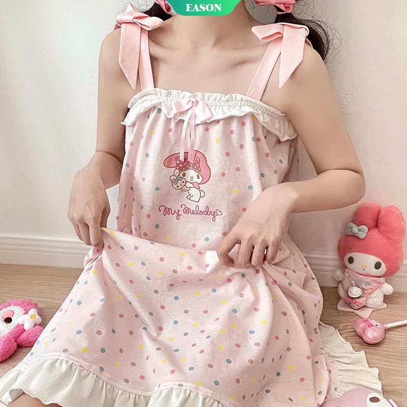 Sanrio Đồ ngủ Hai Dây In Họa Tiết Hoạt Hình Dễ Thương Dành Cho Nữ