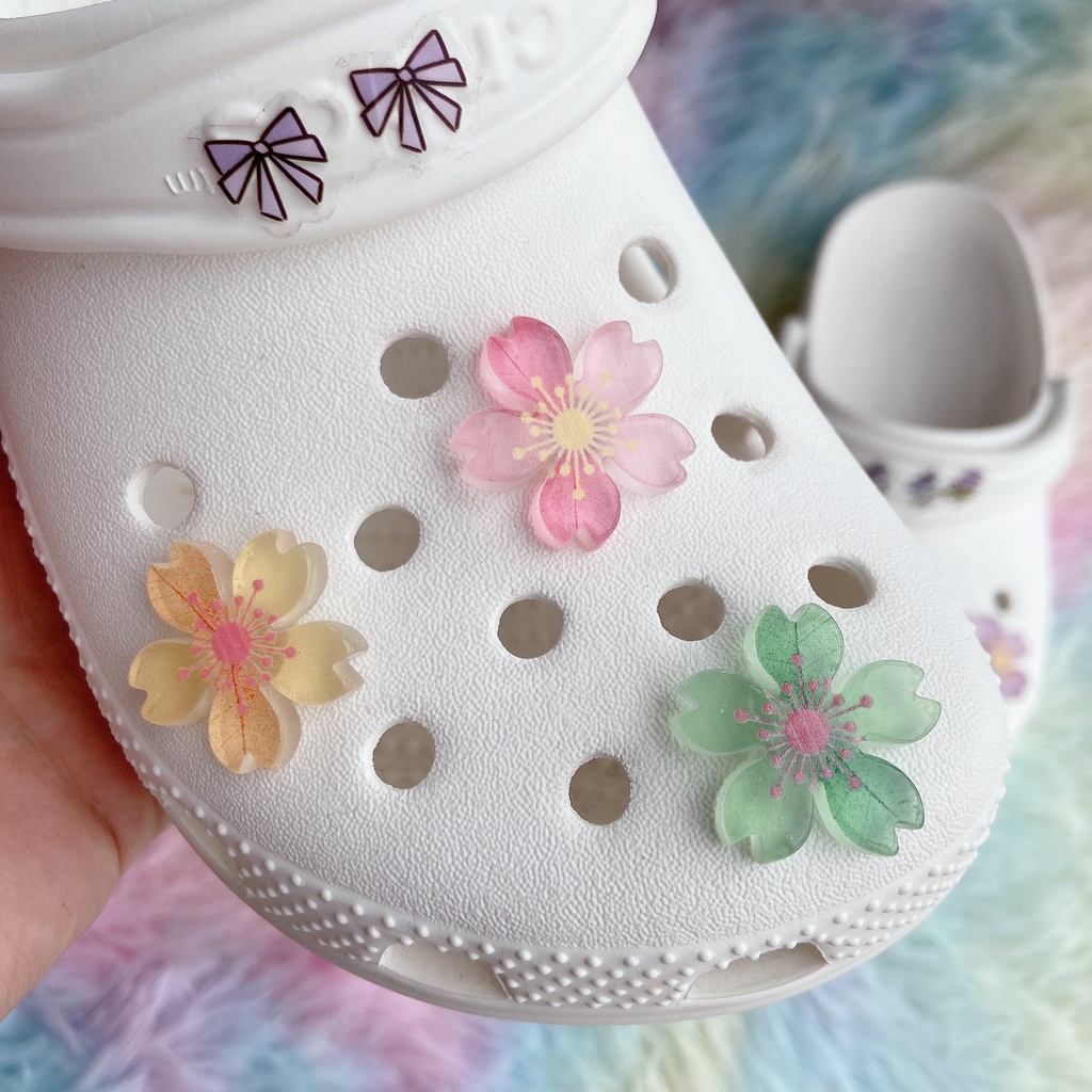 crocs sticker Bộ 6 Cánh Hoa Dạ Quang Đính Giày Tự Làmshoes sticker Accessories Stickers Sandals Shoe Decoration