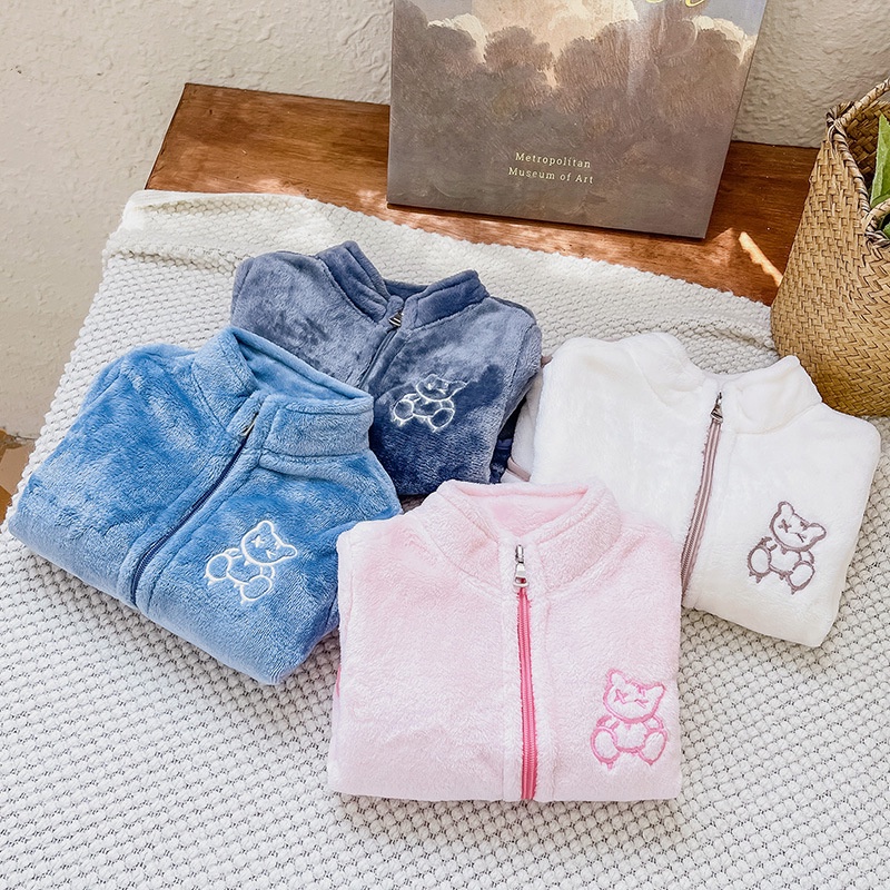 Áo khoác IQ ANGEL chất liệu cotton kiểu cổ đứng lót nhung dày giữ ấm thời trang cho bé