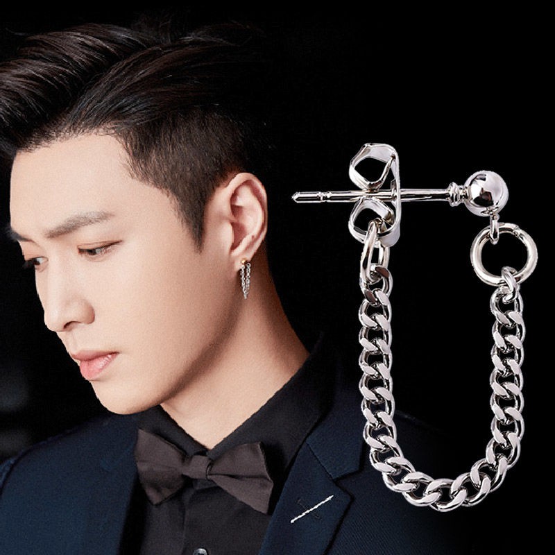 Khuyên Tai Dây Xích Small Kuu Studio Thời Trang Phong Cách Hàn Quốc Màu Bạc  - Hoa tai Unisex không Gỉ -Dây Xích Small