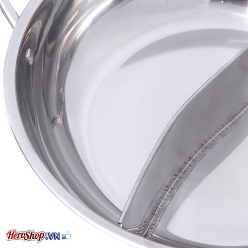 Nồi Lẩu Inox 2 Ngăn Nắp Thủy Tinh 28cm Sang Trọng Tiện Ích