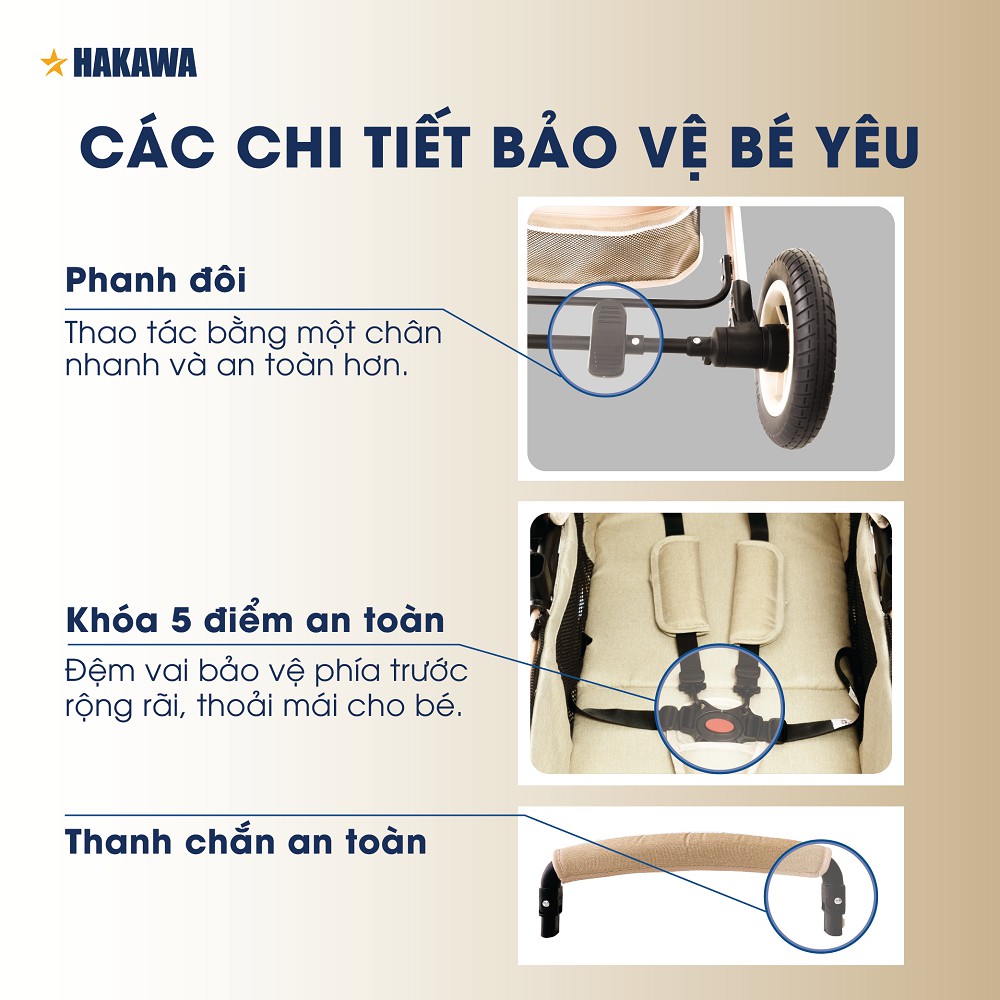 Xe đẩy cao cấp cho bé HAKAWA - HK-B03 - Sản phẩm chính hãng - Bảo hành 5 năm