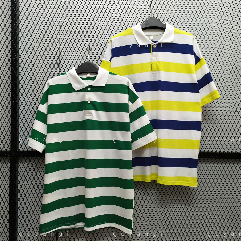 Áo polo dáng rộng striped