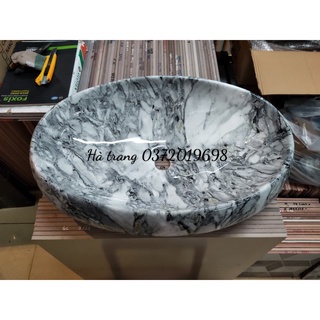 CHẬU LAVABO ĐẶT BÀN ĐÁ HÌNH ELIP VÂN ĐÁ CAO CẤP