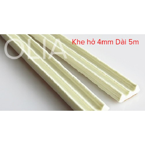 ( XẢ HÀNG)5 mét-9x4mm-Ron Cao Su Dán Khe Hở Cửa Ngăn Bụi, Muỗi Giảm Âm-TRẮNG- Gioăng dán cửa cao su OLIA