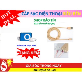 Dây Sạc IPhone 5.6.6s vỏ bọc dù chống gập tặng kèm máy nghe nhạc MP3  có tai nghe