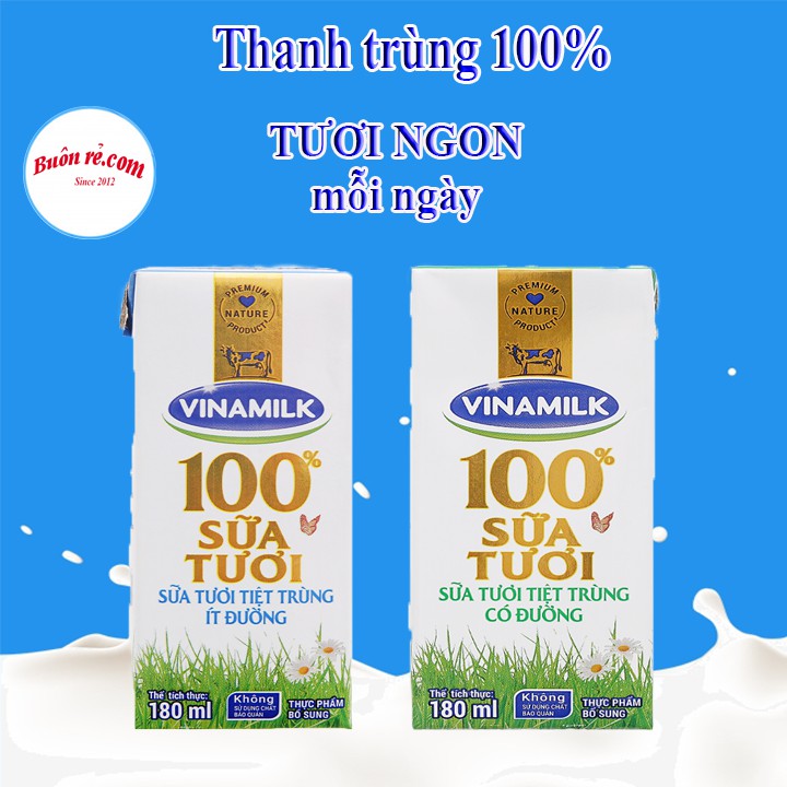 Sữa tươi Vinamik 100% nguyên chất - 1 vỉ 4 hộp 180ml - thơm ngon thuần khiết - 01218 - Buonrecom