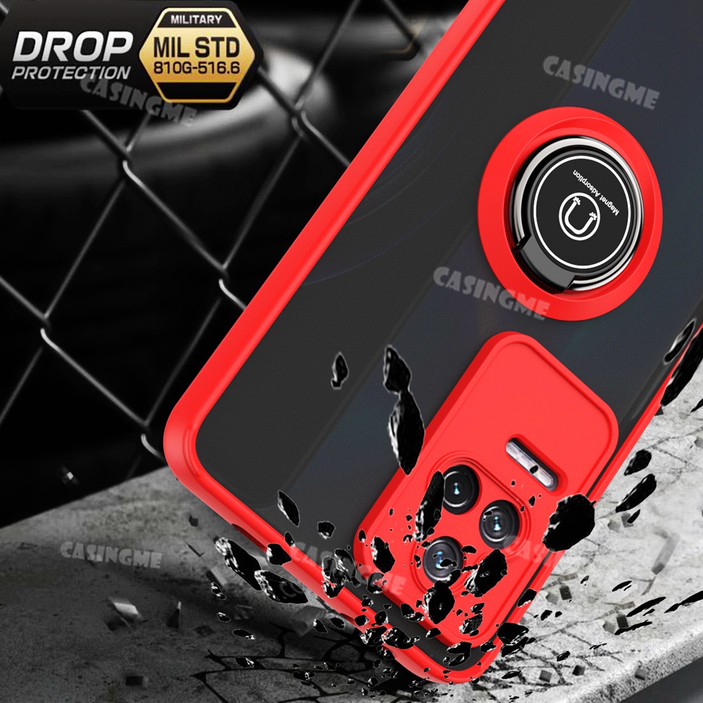 Ốp Điện Thoại Nhám Trong Suốt Chống Sốc Có Vòng Đỡ Nam Châm Thời Trang Cho Xiaomi POCO F4 Redmi K40S K50 Pro