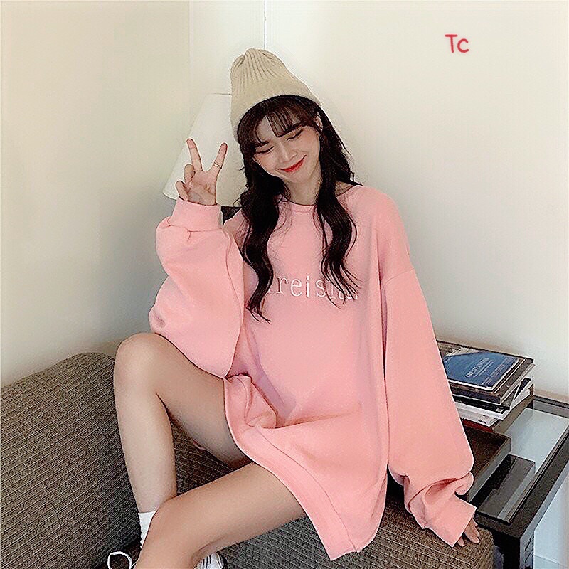 Áo SWEATER Thêu Chữ Ngực Màu Hồng UNISEX