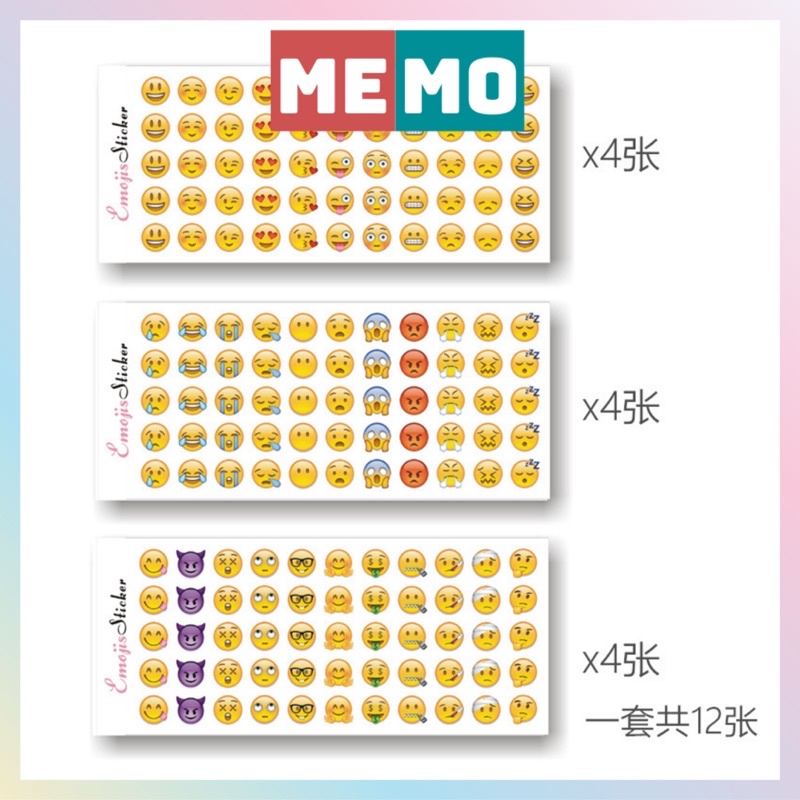 Sticker cute hình nhãn dán mặt cười emoji MEMO trang trí sổ Bullet Journal