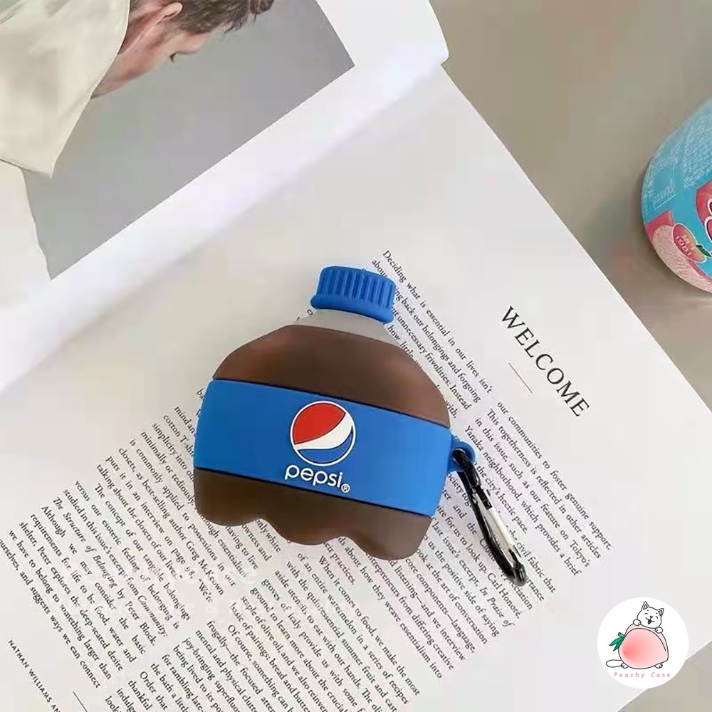 Vỏ Bảo Vệ Hộp Sạc Tai Nghe Airpods 1 2 Pro Air Pod 3 Hình Lon Nước Ngọt Pepsi Kèm Móc Khóa