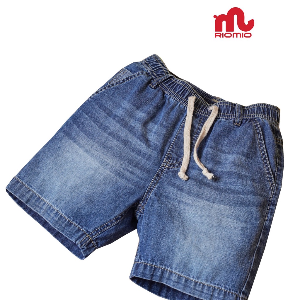 Quần bò bé trai quần short jean, sooc ống suông RIOMIO vải Denim Cotton thoải mái cho bé màu Dark - RM021.2