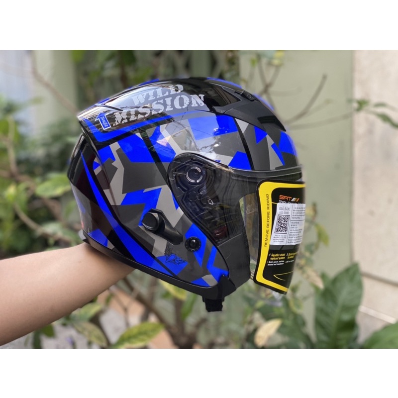 MŨ 3/4 2 KÍNH ROC 02 TEM CAMO DƯƠNG CAO CẤP, TẶNG LOGO KYT, TÚI ĐỰNG VÀ BH 12 thang