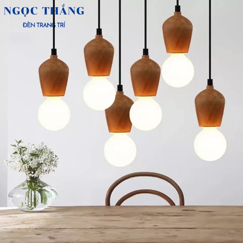 Dây đuôi gỗ đèn Led thả trần trang trí phòng khách phòng ngủ bàn ăn quán cà phê E27 220V Ngọc Thắng