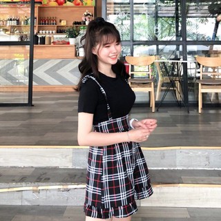 QUẦN VÁY CARO NHÚN THUN EO